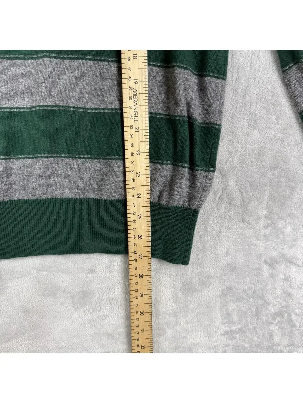 Banana Republic Cashmere Blend Striped Sweater Green Gray Small Quietluxury Prep